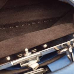 Pre Owned Fendi Light Blue Leather Micro Peekaboo Top Handle Bag