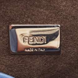 Pre Owned Fendi Light Blue Leather Micro Peekaboo Top Handle Bag