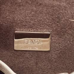 Pre Owned Fendi White Leather Micro Peekaboo Top Handle Bag