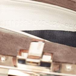 Pre Owned Fendi White Leather Micro Peekaboo Top Handle Bag