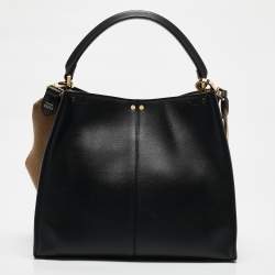Pre Owned Fendi Black Leather Medium Peekaboo X-Lite Top Handle Bag