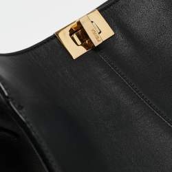 Pre Owned Fendi Black Leather Medium Peekaboo X-Lite Top Handle Bag