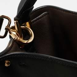 Pre Owned Fendi Black Leather Medium Peekaboo X-Lite Top Handle Bag