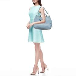 Fendi Light Blue Leather Small Kan I Flap Shoulder Bag