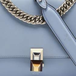 Fendi Light Blue Leather Small Kan I Flap Shoulder Bag