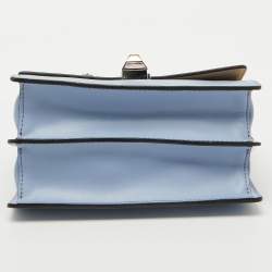 Fendi Light Blue Leather Small Kan I Flap Shoulder Bag