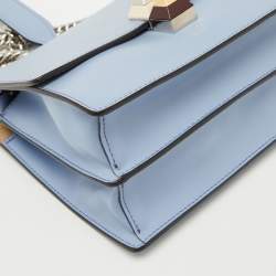 Fendi Light Blue Leather Small Kan I Flap Shoulder Bag