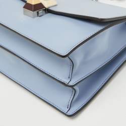 Fendi Light Blue Leather Small Kan I Flap Shoulder Bag