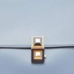 Fendi Light Blue Leather Small Kan I Flap Shoulder Bag
