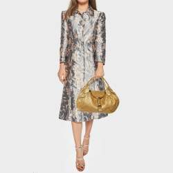 مملوكة مسبقًا Fendi Metallic Gold Textured Leather Spy Hobo