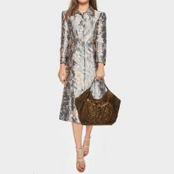 Pre Owned Fendi Tobacco Zucca Canvas and Textured Leather Chef Tote