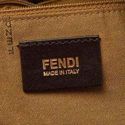 Pre Owned Fendi Tobacco Zucca Canvas and Textured Leather Chef Tote