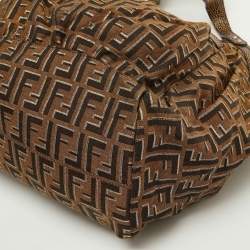 Pre Owned Fendi Tobacco Zucca Canvas and Textured Leather Chef Tote