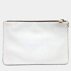 Pre Owned Fendi X Fila White Leather Clutch