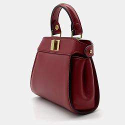 Fendi Red Leather Nano Peekaboo Crossbody Bag