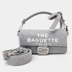 Fendi Grey Fabric Baguette Bag