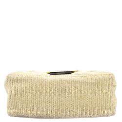 Pre Owned Fendi Beige Raffia and Python Detail Mama Forever Shoulder Bag
