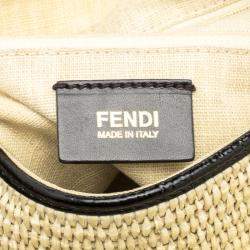 Pre Owned Fendi Beige Raffia and Python Detail Mama Forever Shoulder Bag
