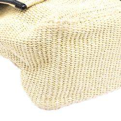 Pre Owned Fendi Beige Raffia and Python Detail Mama Forever Shoulder Bag