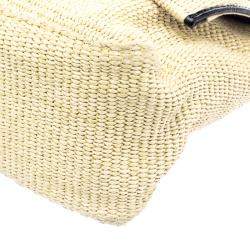 Pre Owned Fendi Beige Raffia and Python Detail Mama Forever Shoulder Bag