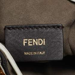 Fendi x Fila White FF Leather Mini Mon Tresor Fringe Bucket Bag