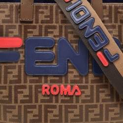 Pre Owned Fendi x Fila Brown Zucca Coated Fabric Large FF 1974 Mania Shopping Tote