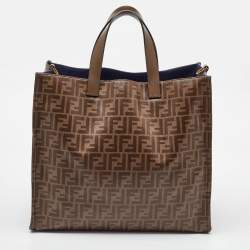 Pre Owned Fendi x Fila Brown Zucca Coated Fabric Large FF 1974 Mania Shopping Tote