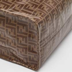 Pre Owned Fendi x Fila Brown Zucca Coated Fabric Large FF 1974 Mania Shopping Tote