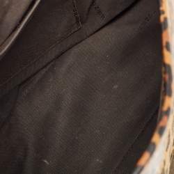 Pre Owned Fendi Brown Leopard Print Fabric and Patent Leather Trim B Bag