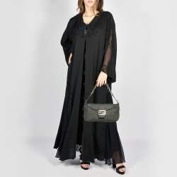 مملوكة مسبقًا Fendi Green Zucchino Coated Canvas Forever Baguette Bag