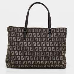 Pre Owned Fendi Brown Zucchino Canvas Small Shopper Tote