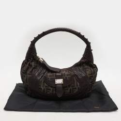مملوكة مسبقًا Fendi Brown Zucca Canvas and Leather Spy Hobo 