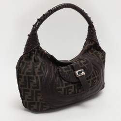 مملوكة مسبقًا Fendi Brown Zucca Canvas and Leather Spy Hobo 