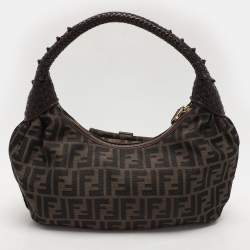 مملوكة مسبقًا Fendi Brown Zucca Canvas and Leather Spy Hobo 