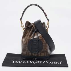 Pre Owned Fendi Brown FF Coated Canvas Grande Mon Tresor Bucket Bag