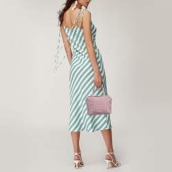 Pre Owned Fendi Purple Zucchino Canvas and Leather Satchel