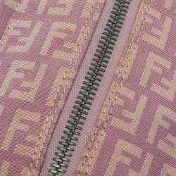 Pre Owned Fendi Purple Zucchino Canvas and Leather Satchel