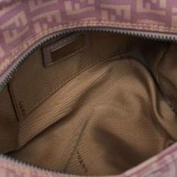 Pre Owned Fendi Purple Zucchino Canvas and Leather Satchel