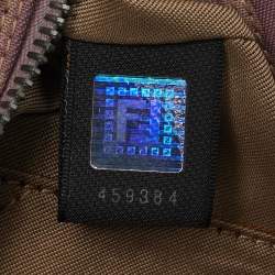 Pre Owned Fendi Purple Zucchino Canvas and Leather Satchel