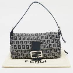 Pre Owned Fendi Blue Zucchino Canvas Baguette Bag