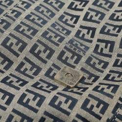 Pre Owned Fendi Blue Zucchino Canvas Baguette Bag