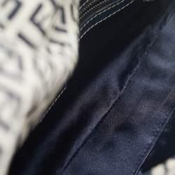 Pre Owned Fendi Blue Zucchino Canvas Baguette Bag