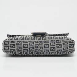 Pre Owned Fendi Blue Zucchino Canvas Baguette Bag