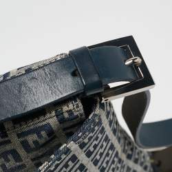 Pre Owned Fendi Blue Zucchino Canvas Baguette Bag
