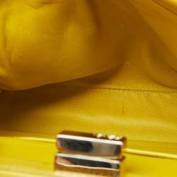 Pre Owned Fendi Yellow Leather Mini Peekaboo Top Handle Bag