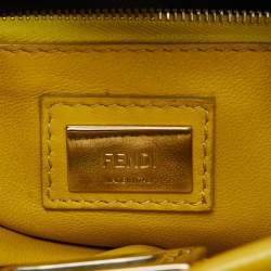 Pre Owned Fendi Yellow Leather Mini Peekaboo Top Handle Bag