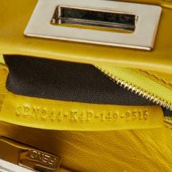 Pre Owned Fendi Yellow Leather Mini Peekaboo Top Handle Bag