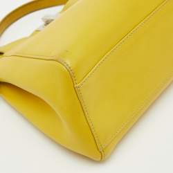 Pre Owned Fendi Yellow Leather Mini Peekaboo Top Handle Bag