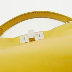 Pre Owned Fendi Yellow Leather Mini Peekaboo Top Handle Bag