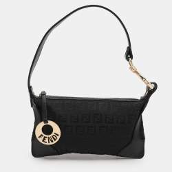 مملوكة مسبقًا Fendi Black Canvas and Leather Chef Baguette Bag